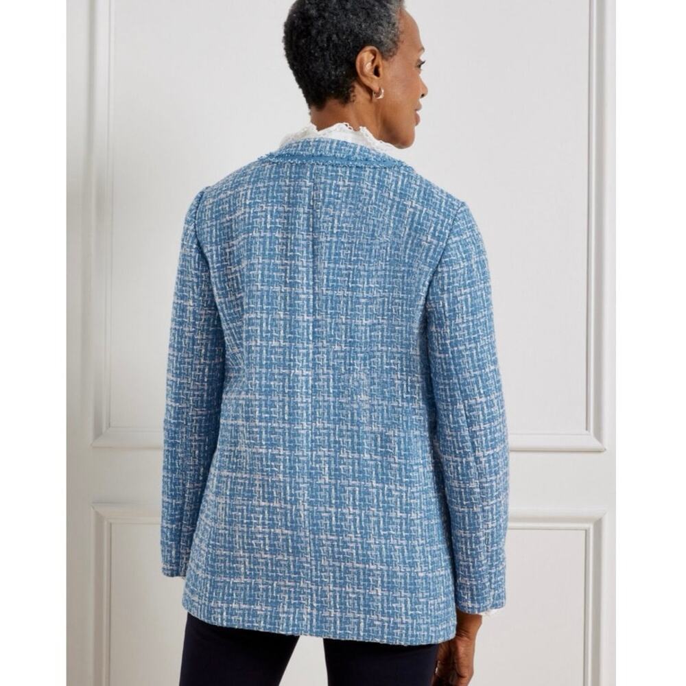 Talbots Blue Tweed Button-Front Blazer - Picture 2 of 10
